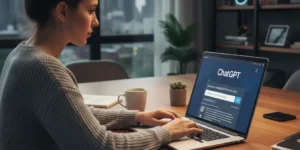 ChatGPT 프롬프트 활용 예시를 직접 사용하고 있는 여성